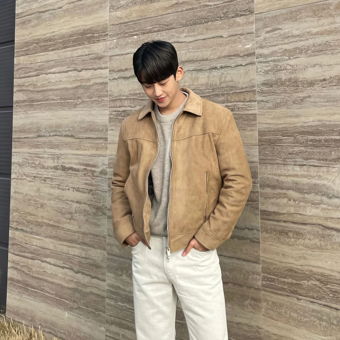 卡其色翻领夹克男款秋冬季美式潮牌复古潮流休闲百搭男士上衣外套