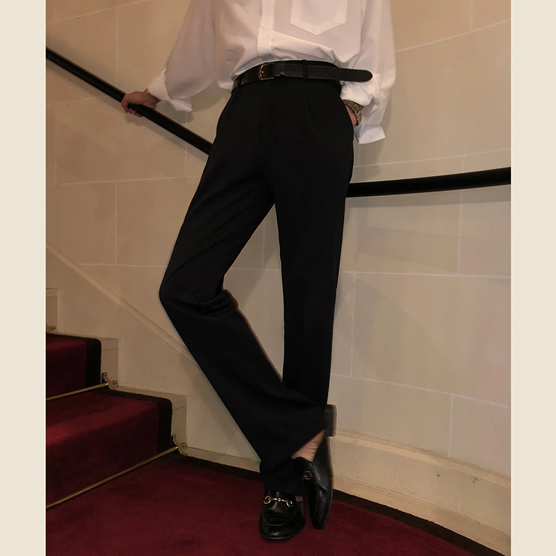 黑色直筒西裤男款春夏薄款韩版潮流垂坠感休闲宽松男士西装长裤子