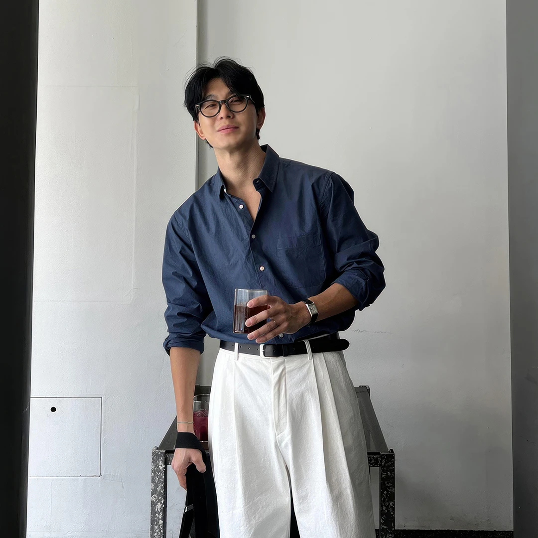 长袖衬衫男士韩版2025新款翻领休闲慵懒风寸衫高级感痞帅衬衣外套