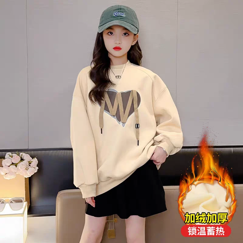 女童洋气时尚加绒加厚套装裙子长袖百搭