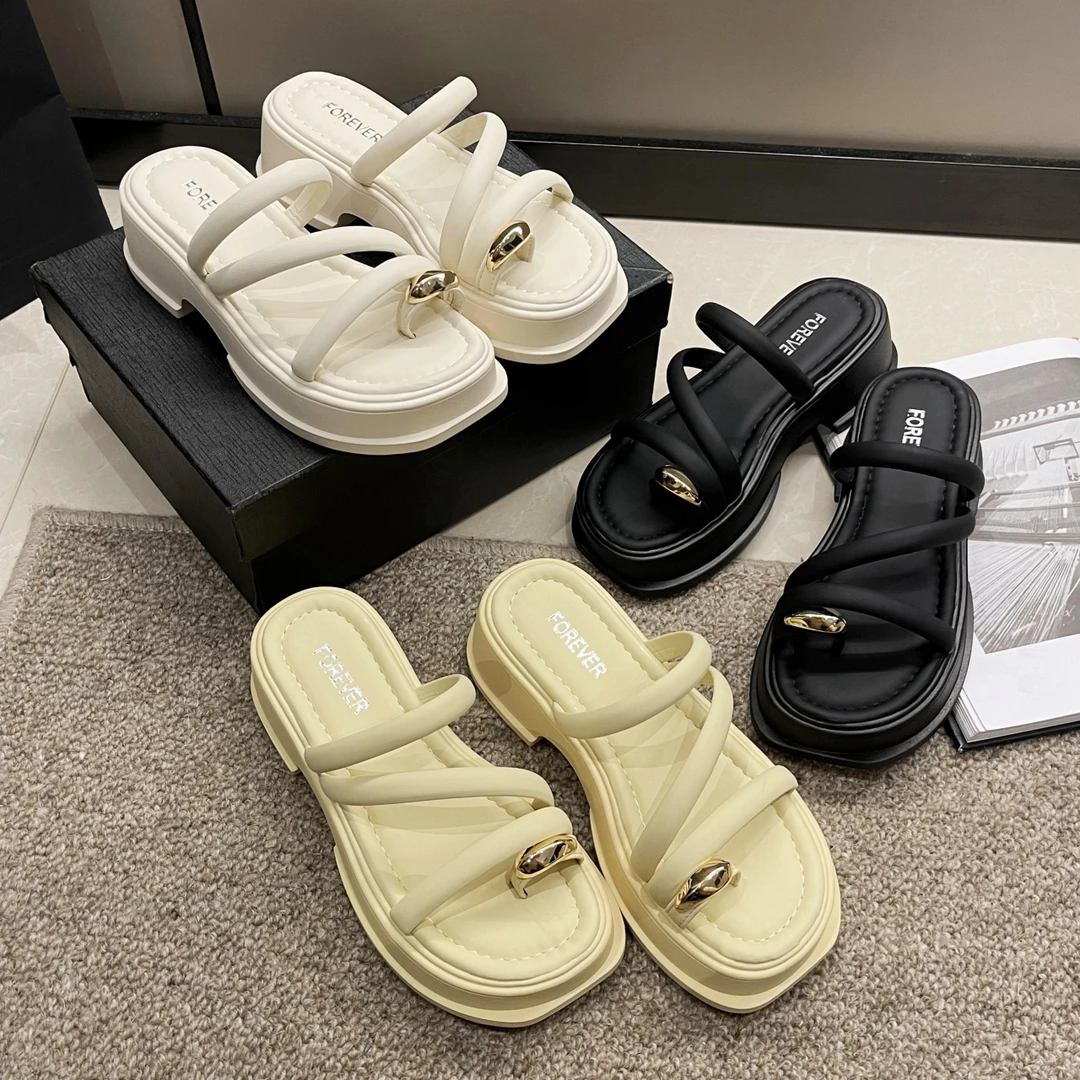 拖鞋女夏外2024新款法式时尚百搭夏季厚底拖鞋拖鞋女夏外穿仙女风