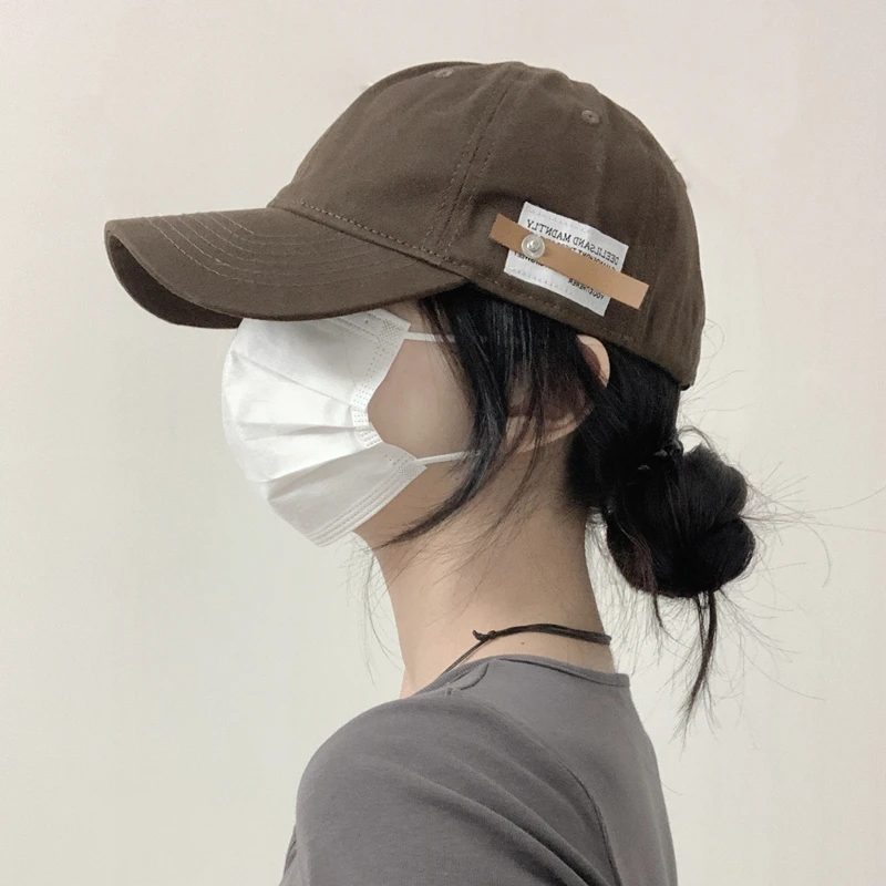 UtbLV夏季深顶字母棒球帽女防晒百搭刺绣显脸小弯檐鸭舌软顶帽子