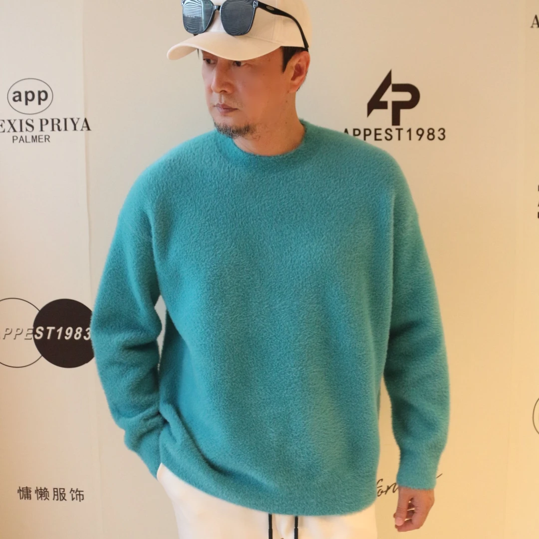 2025秋冬新款时尚休闲百搭纯色舒适顺滑圆领宽松长袖毛衣8002