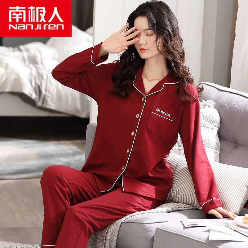 南极人睡衣女春秋季长袖纯棉韩版可爱秋冬款宽松全棉家居服可外穿
