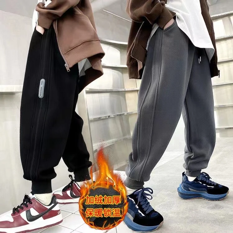 【薄绒】男童加厚裤子保暖秋冬季卫裤新款中大童休闲帅气运动裤268