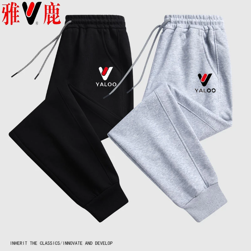 雅鹿春秋新款《薄款运动裤>情侣款纯棉系带卫裤束脚长裤宽松百搭