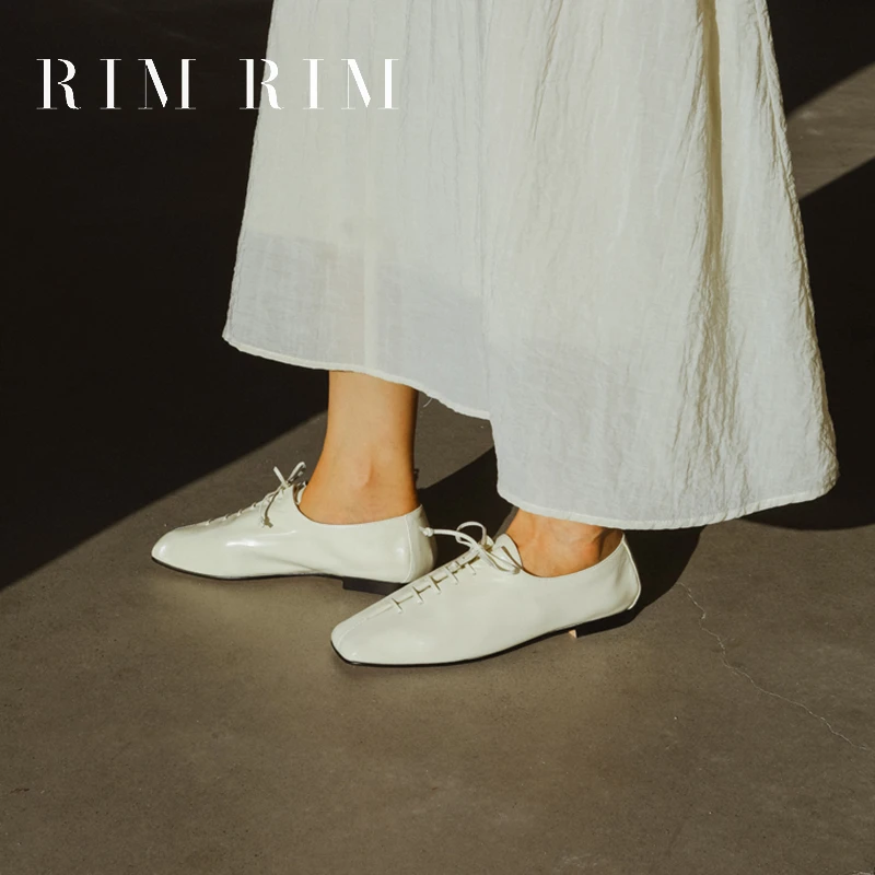 RIM RIM【通勤系列】小众设计深口塑型马皮鞋女鞋平底单鞋