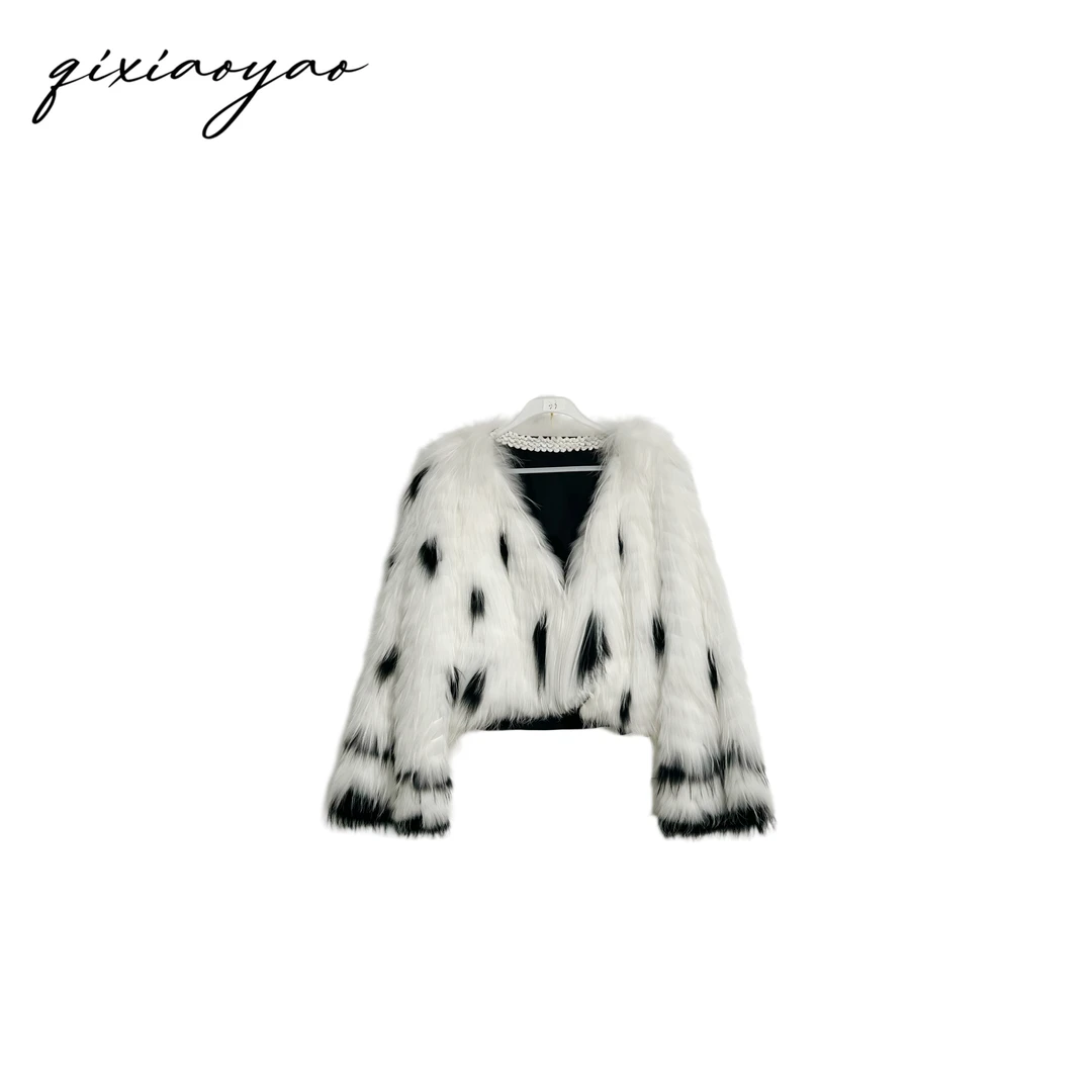 2024秋冬新款貉子毛外套小香风气质网红轻奢短款时尚#QSJH22819
