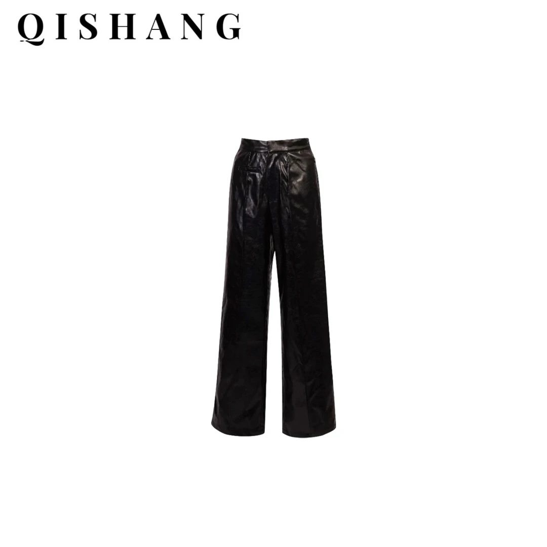 2024秋冬新款阔腿蛋白皮垂感显瘦裤#BHXY24055