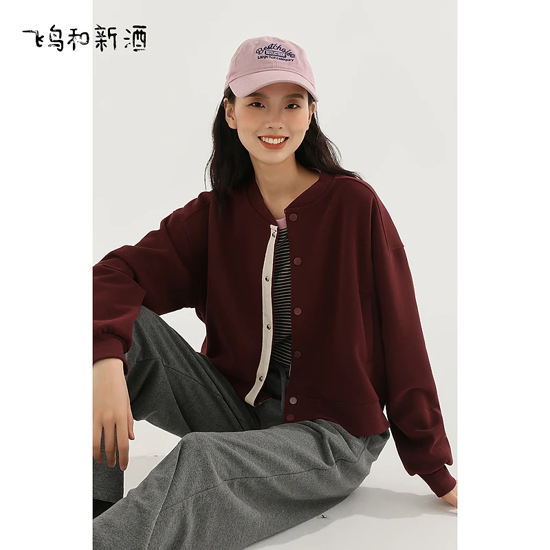 飞鸟和新酒冬季圆领高级感短外套上衣休闲服FD470071049