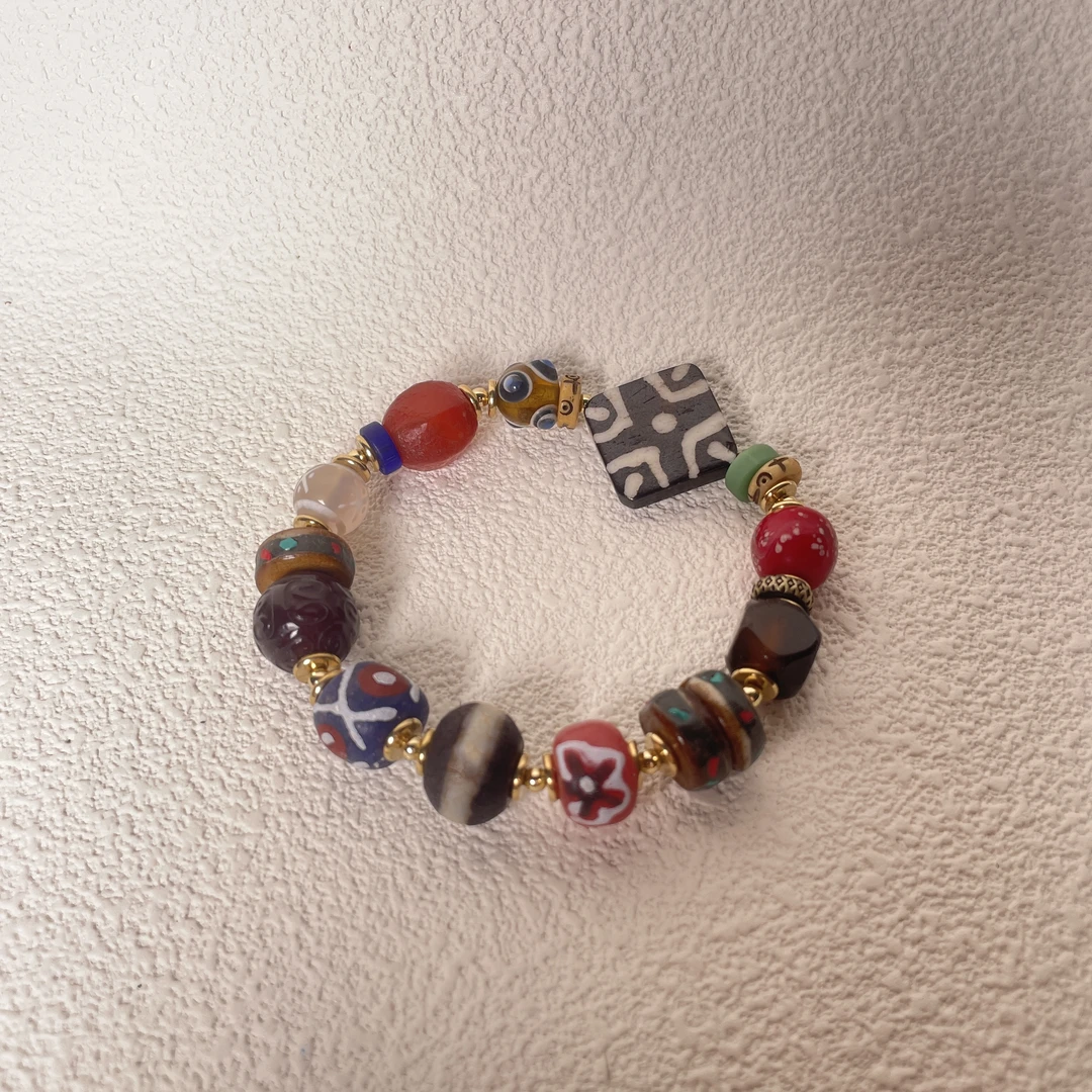 非金属布艺手链 布艺手串 【三宝】古珠多宝手串父亲节手工气质