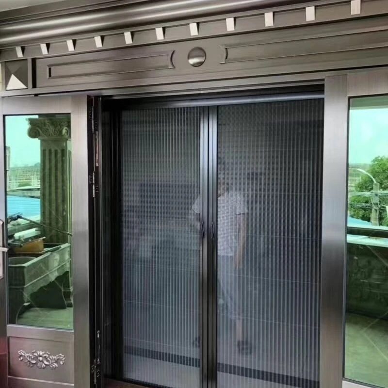 定制隐形折叠无轨纱门铝合金自装免打孔纱窗门推拉防蚊虫伸缩沙门