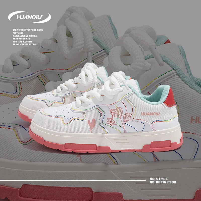 HUANQIU/环球可爱风百搭小白鞋女鞋高颜值校园风厚底增高运动休闲