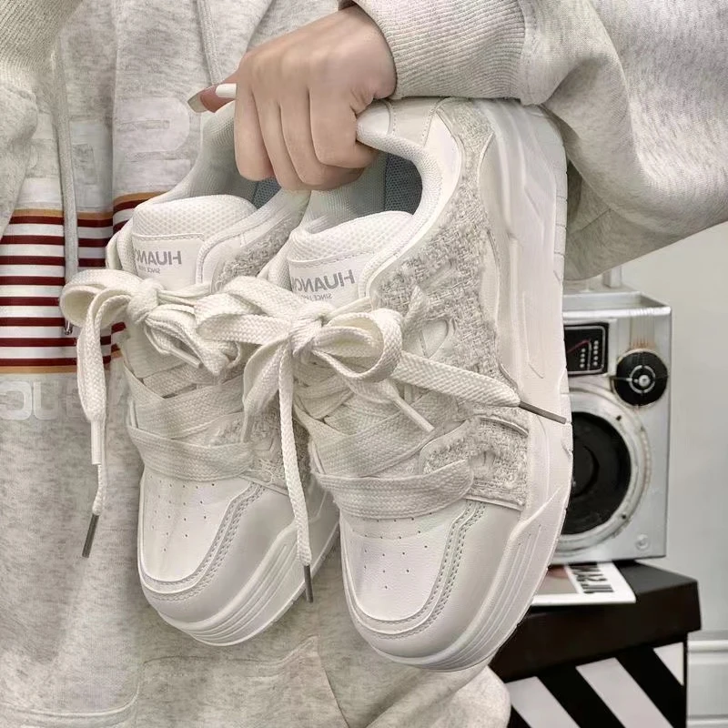 HUANQIU/环球小白鞋女厚底舒适轻便增高百搭潮流休闲舒适板鞋子女