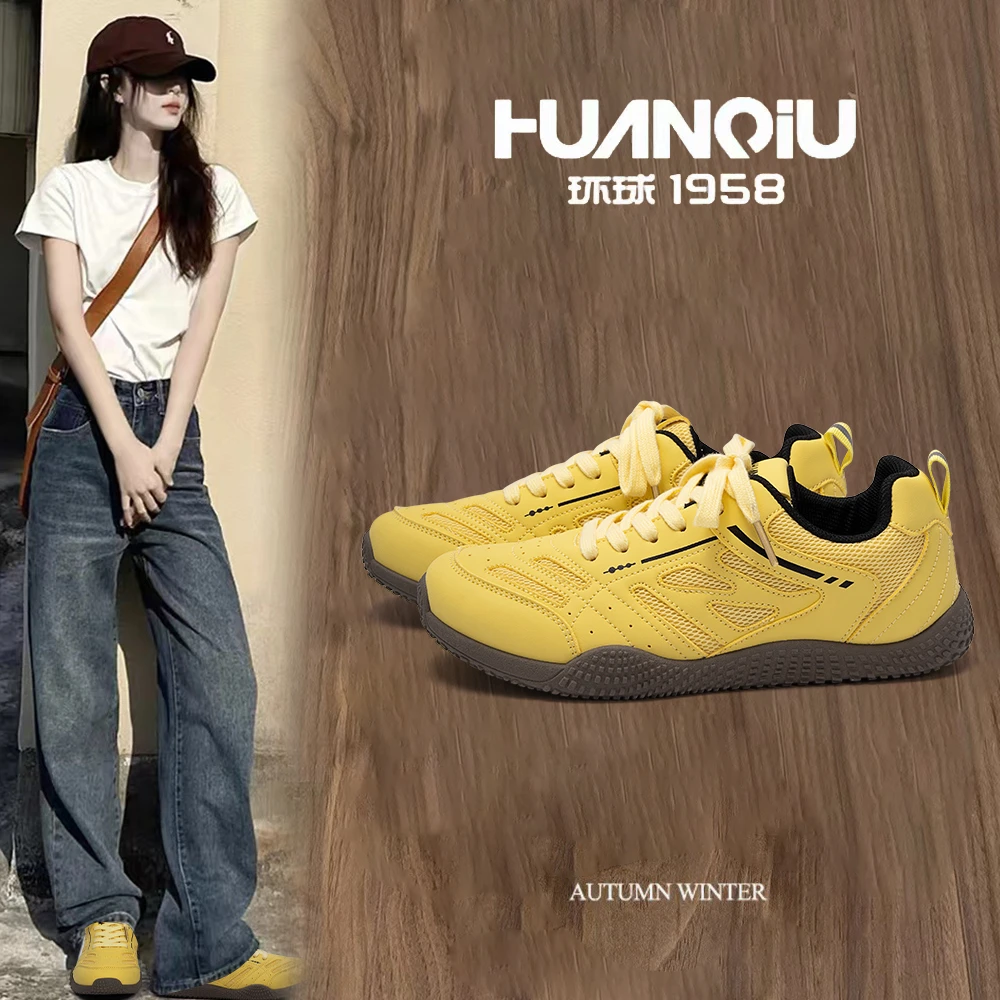 HUANQIU/环球高颜值休闲板鞋女鞋2024秋季新款百搭轻便耐磨休闲鞋