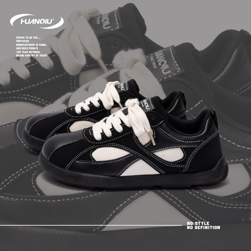 HUANQIU/环球黑色高颜值板鞋女鞋原创设计小众轻便舒适休闲运动鞋