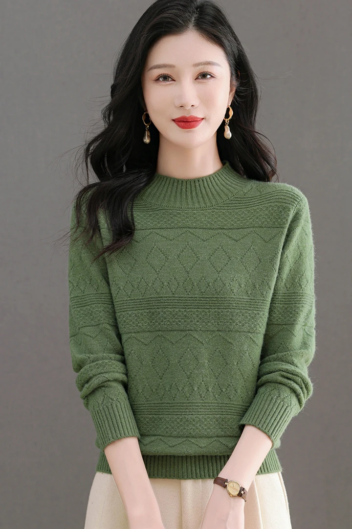 2024新款冬季女士半高领长袖洋气时尚显瘦宽松保暖打底气质针织