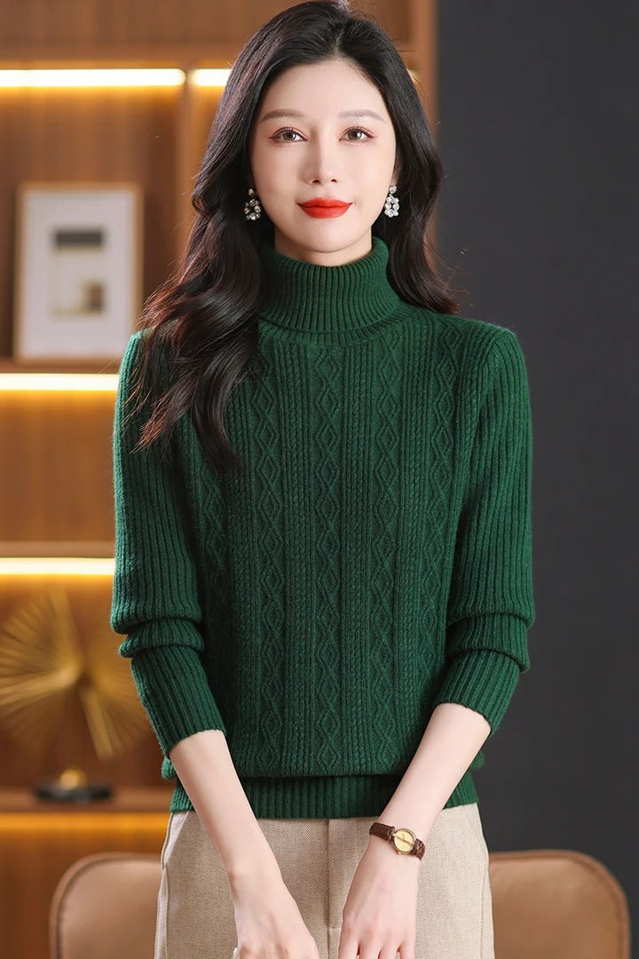 2024新款冬季女士半高领毛衣保暖洋气时尚宽松显瘦加厚气质打底