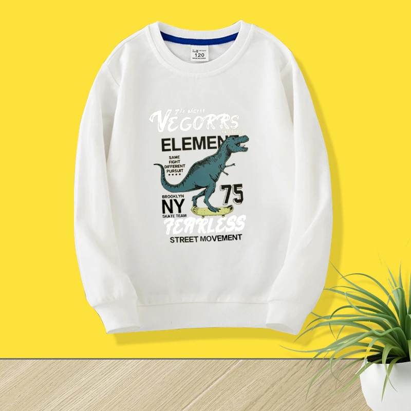 儿童圆领套头卫衣春秋季宽松休闲男童上衣大童潮流百搭印花打底衫