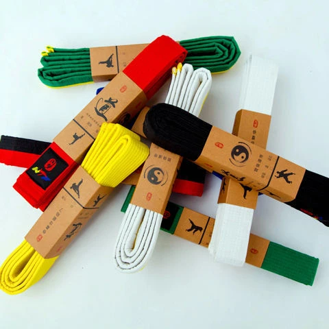 跆拳道道带绣字腰带黑红蓝绿黄白儿童考级道带红黑道带棉芯升级带