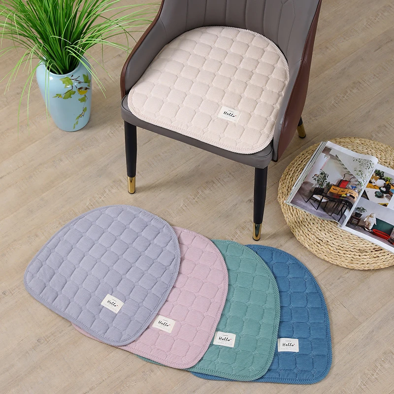 四季通用防滑马蹄形弧半圆形餐椅垫 餐厅椅子垫纯色餐椅板凳坐垫
