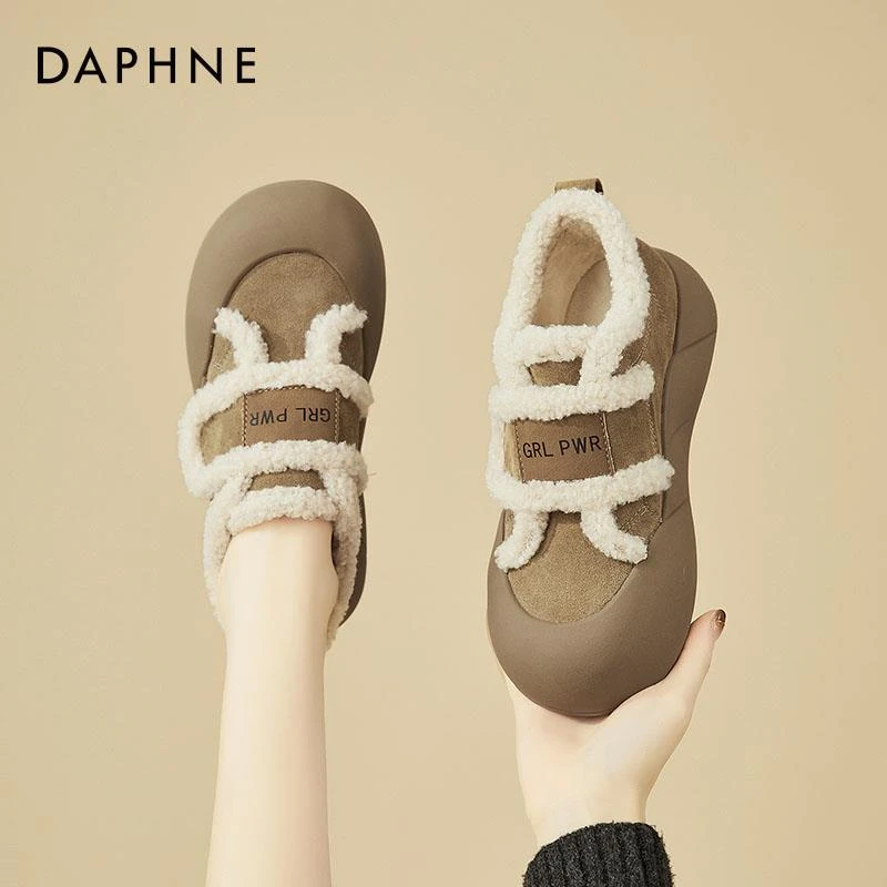 达芙妮勃肯棉鞋女鞋2025新款秋冬季加绒加厚雪地靴冬款厚底面包鞋