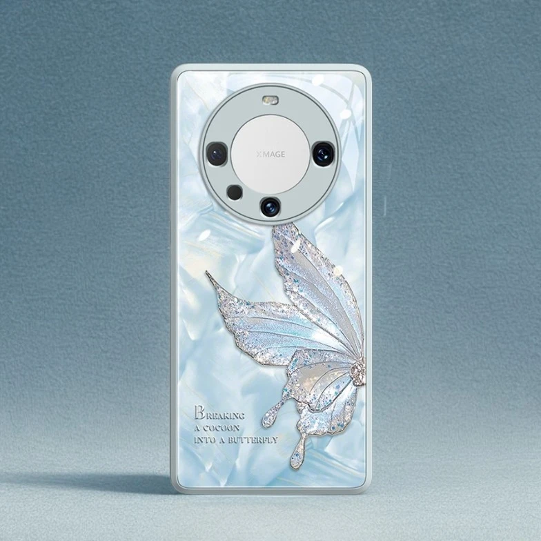 新款液态玻璃高颜值洛可可蝴蝶国风mata适用华为mate60pro手机壳