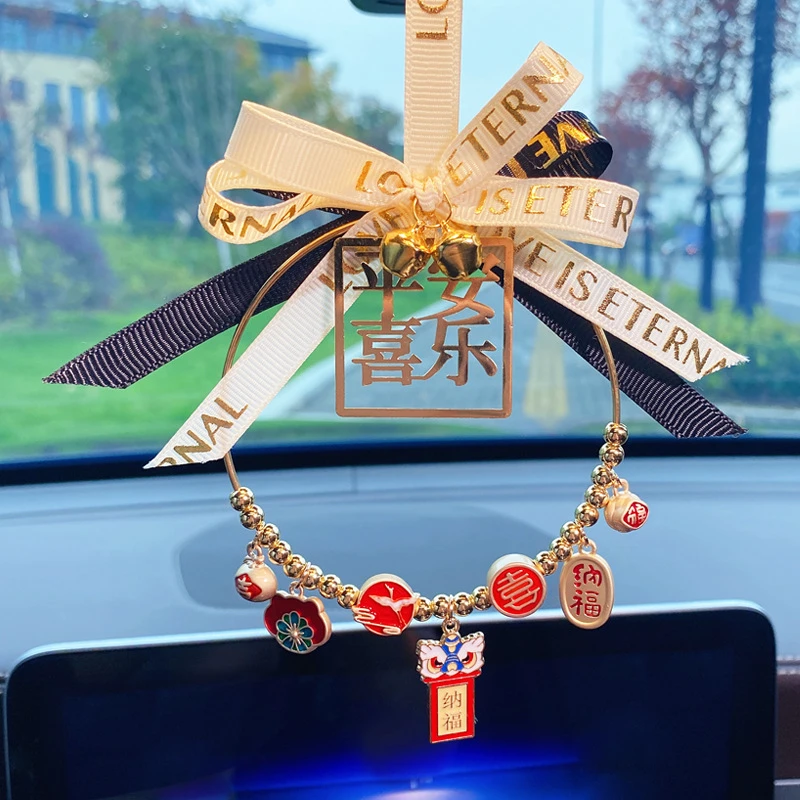车载吊饰平安车内挂饰可爱后视镜装饰高档汽车挂件饰品网红女神款