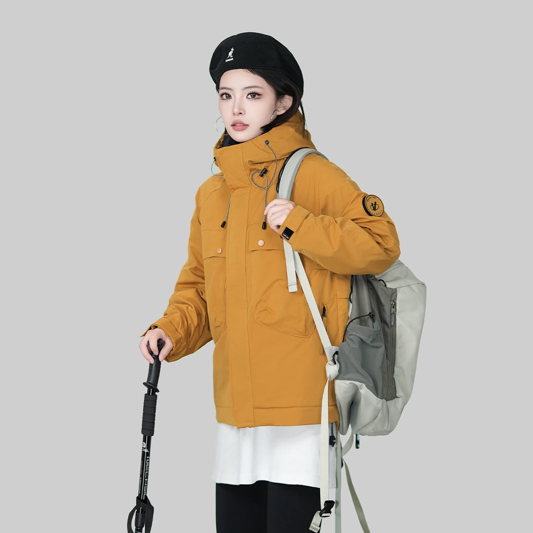 【敖瑞鹏代言】GENIO LAMODE 男女同款连帽冲锋棉服外套棉衣W0001