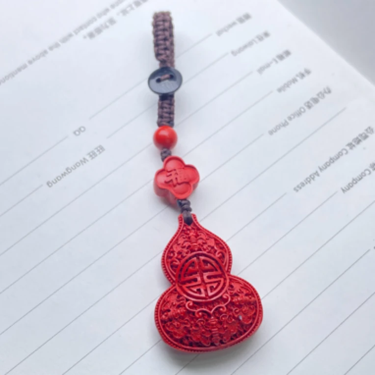 含辰砂工艺品高含量设计款拉丝葫芦钥匙扣