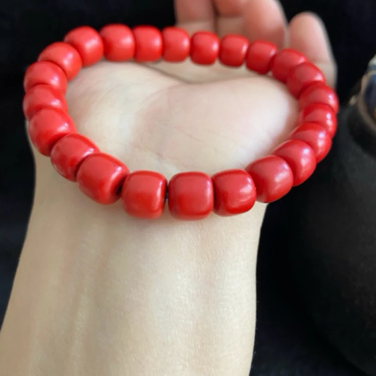 含辰砂工艺品高含量水飞红砂算盘珠卡8➕男女同款