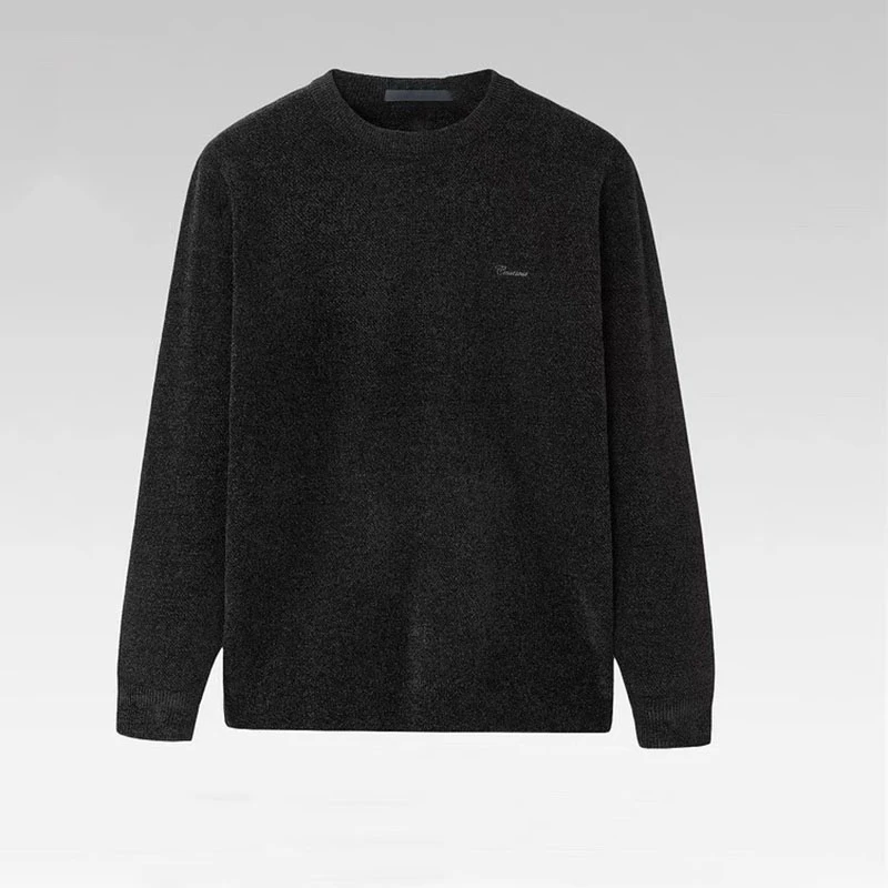 撤柜款男士针织衫加厚休闲时尚百搭毛衣黑色2024年秋冬款