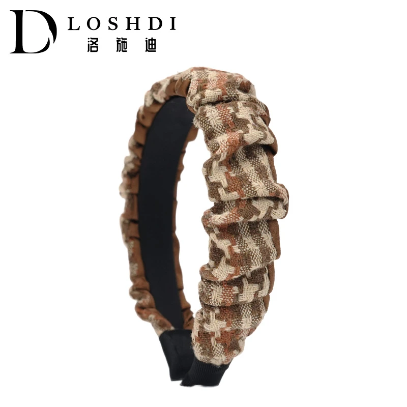 LOSHDI【花想容】时尚发箍百搭秋冬气质美拉德设计发饰宽边捏褶头箍