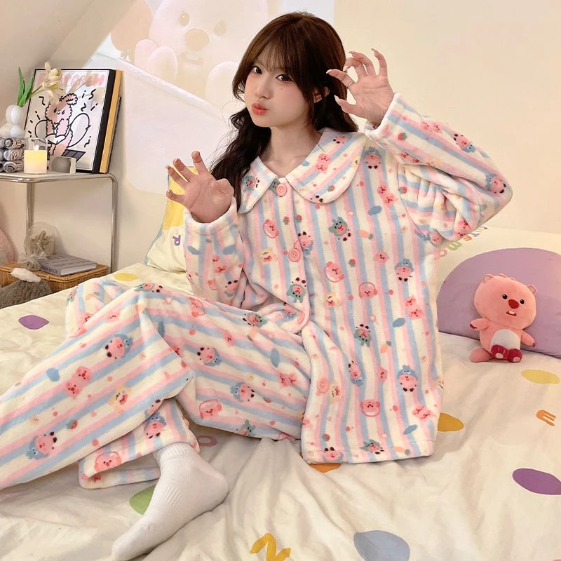 朵范9号-（loopy）2024爆款法兰绒新款甜美氛围感休闲家居服