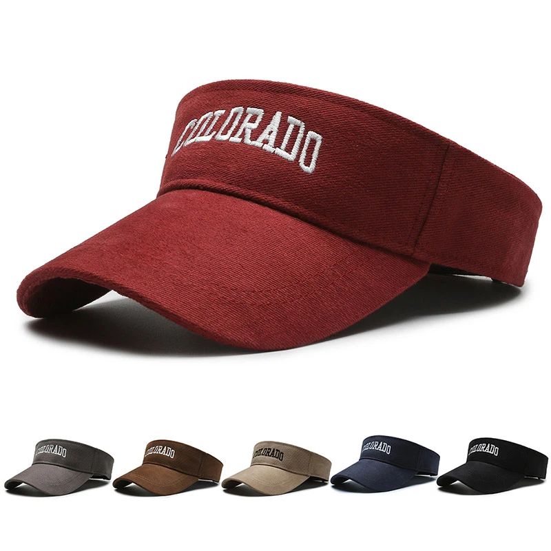 雪花绒COLO防晒空顶帽女情侣款刺绣英文字母运动吸汗太阳帽男遮阳