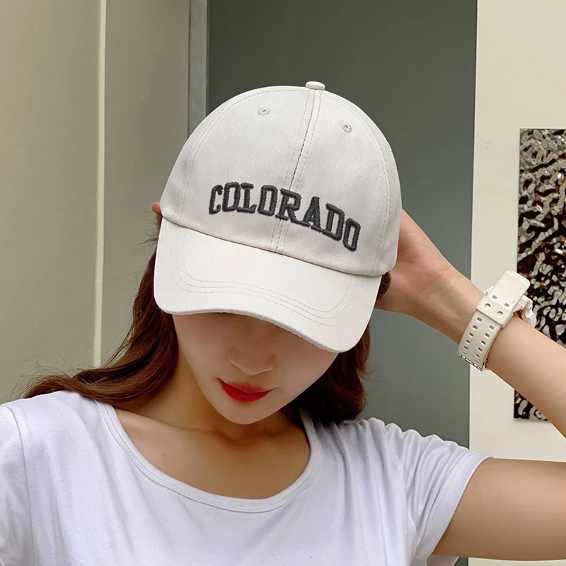 COLO春秋休闲复古棒球帽子男女韩版字母刺绣百搭软顶显脸小鸭舌帽