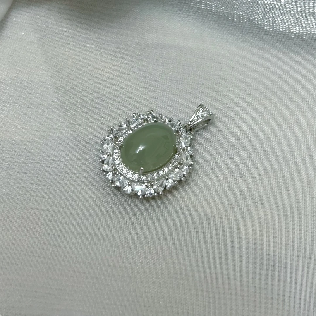 「福妙轩」晏清吊坠不含链 *| 和田玉 925银镶嵌*|多样性发货