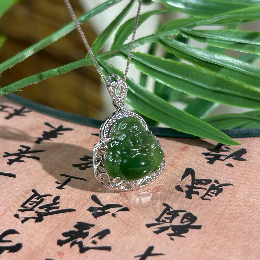 「福妙轩」知熹*|碧玉佛公吊坠|碧玉 925银镶嵌多样性发货* 雕刻
