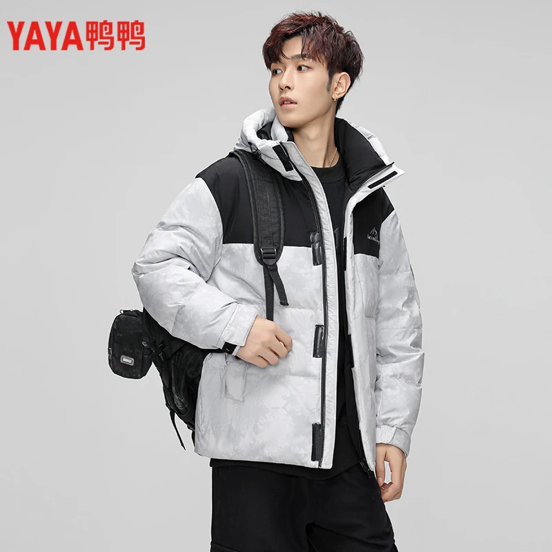 鸭鸭90绒情侣休闲冬季女短款户外保暖加厚面包羽绒服YE4B003632D