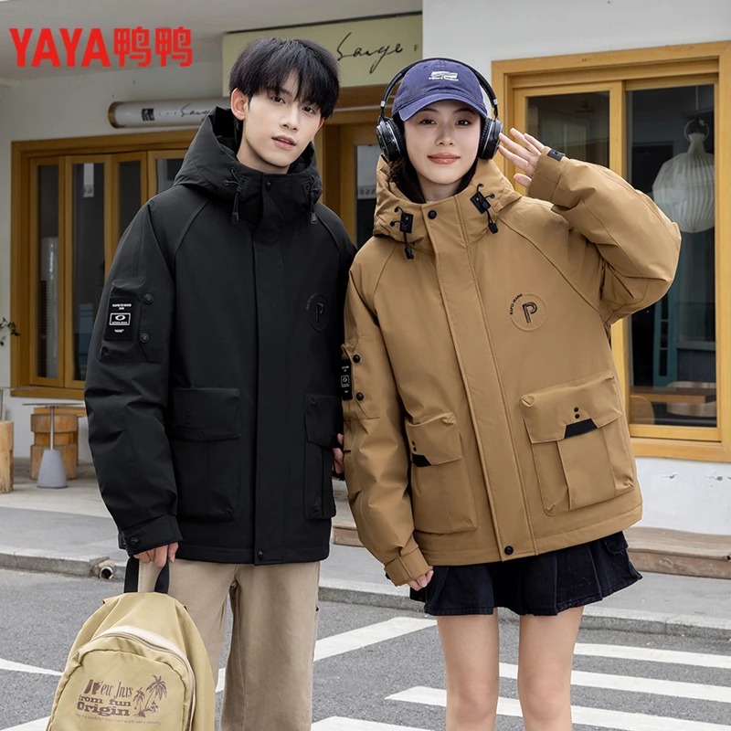鸭鸭90绒情侣同款休闲冬季加厚防风保暖冬户外羽绒服YE4B009445W