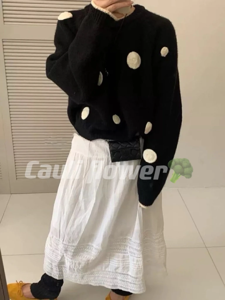 【soeasy】韩系波点工艺毛衣3109