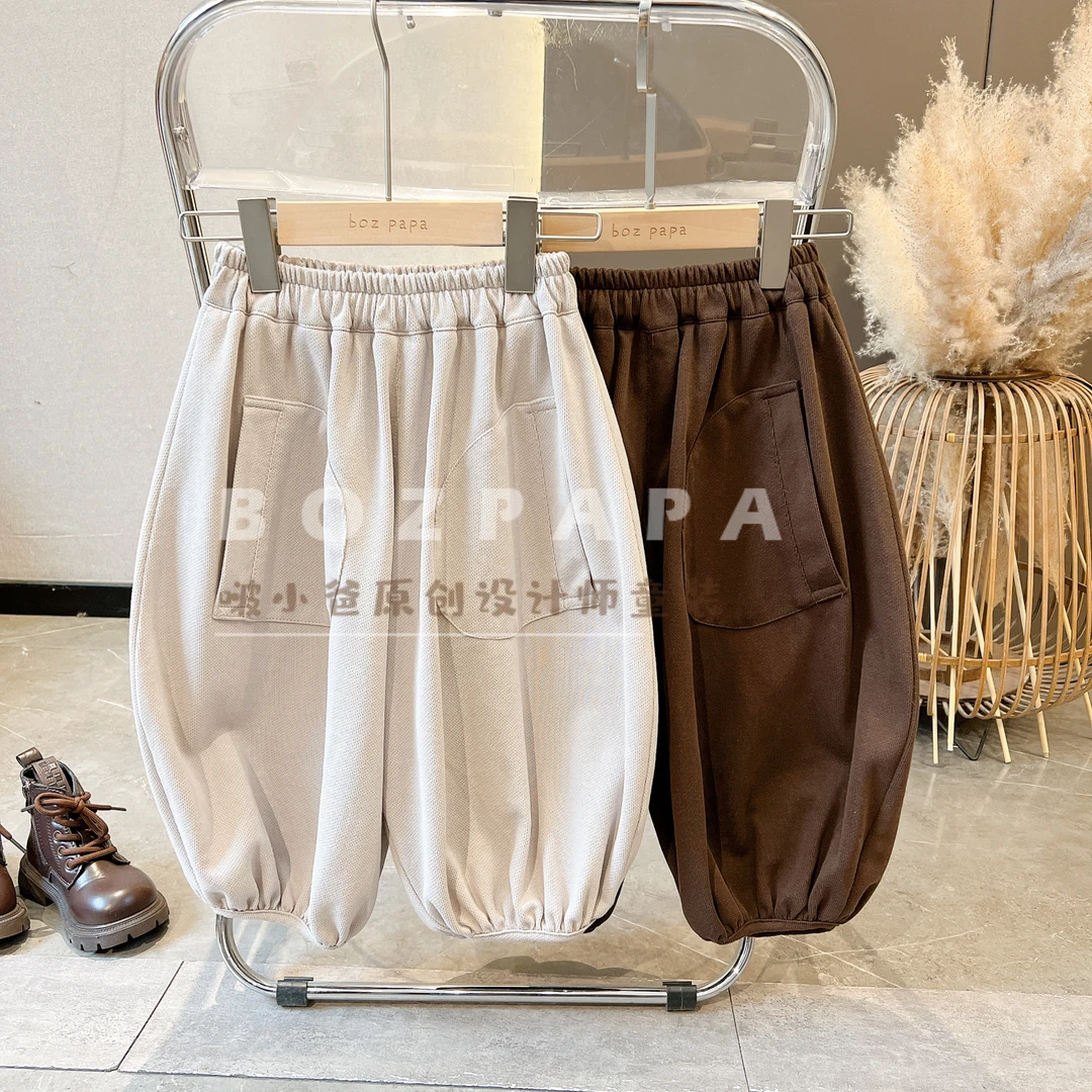 现货【八分软】年男童新款春款百搭半圆对称口袋男宝韩版时尚休闲裤