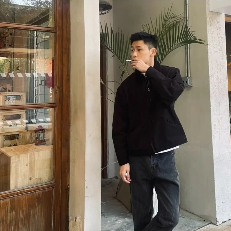 HandSeven卡哈特工装冬季百搭纯色帆布翻领水洗外套休闲夹克时尚