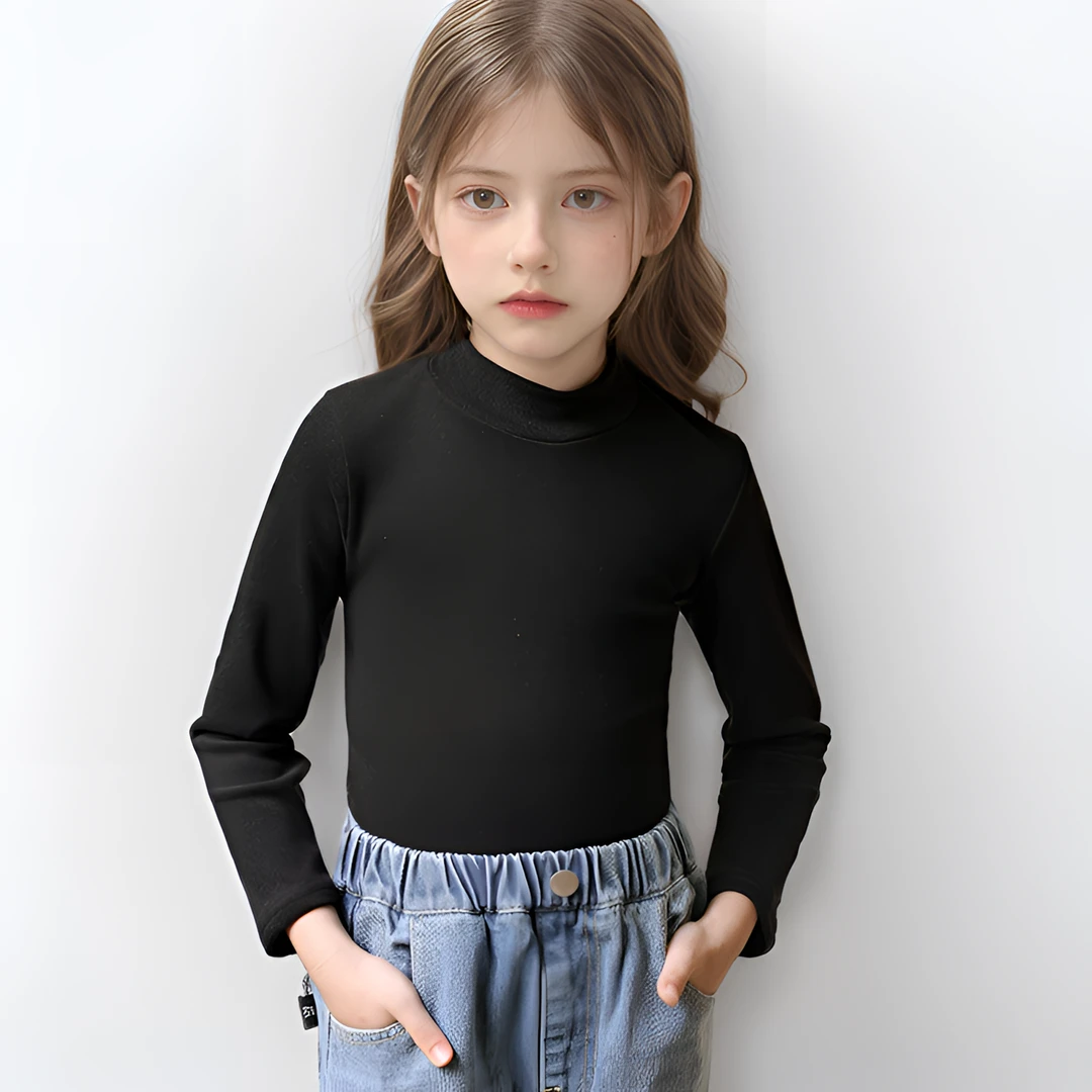 儿童长袖T恤内搭打底衫女童秋冬上衣德绒打底衣童装宝宝半高领