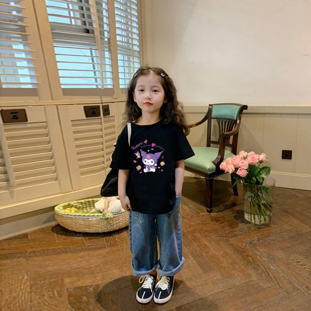 儿童短袖纯棉库洛米T恤女童上衣打底衫小女孩中大童洋气宝宝半袖