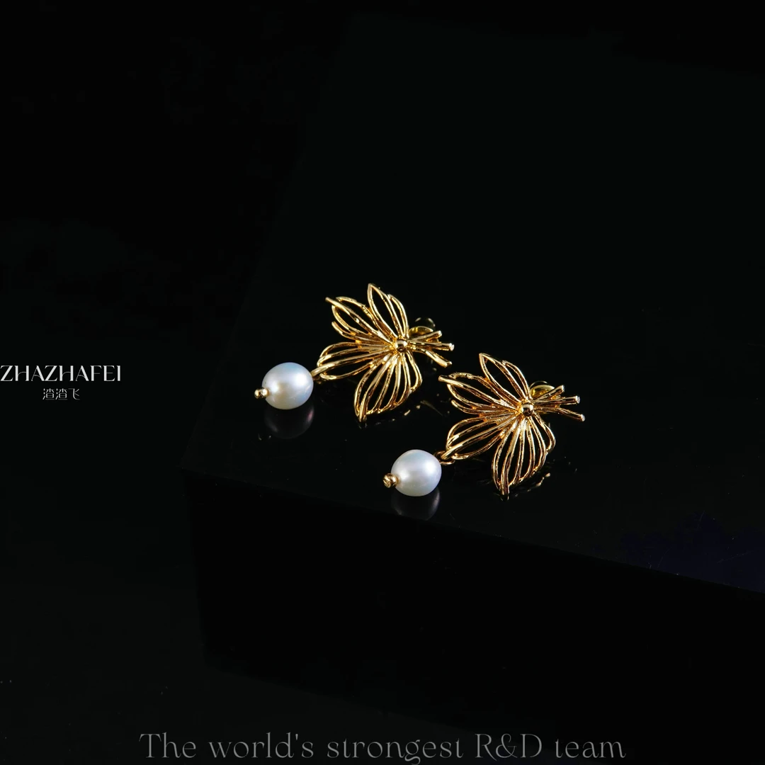 溯源好物金色简约时尚素款淡水珍珠耳饰~8292