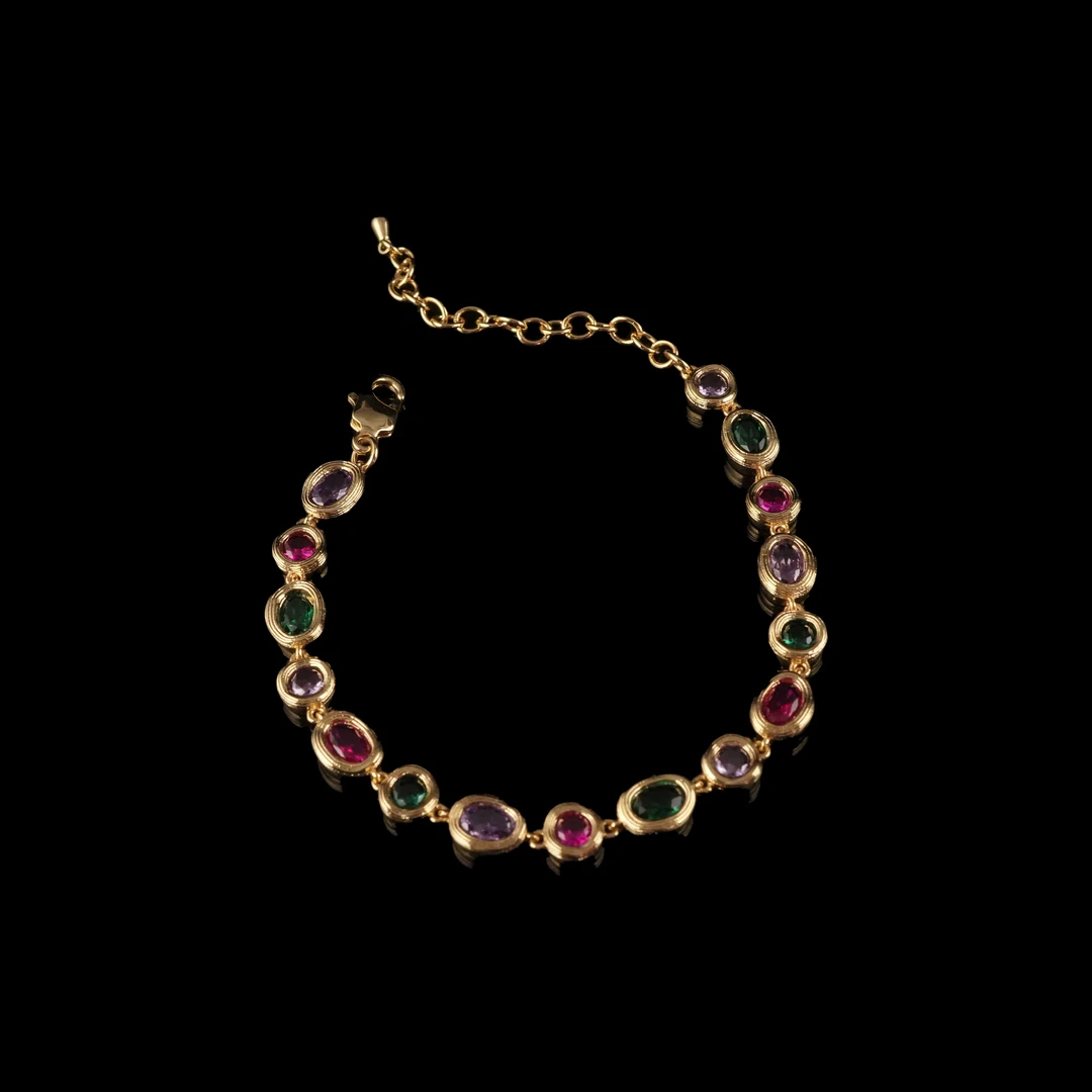 铜合金手链 溯源好物百搭设计师款彩色手链~9359