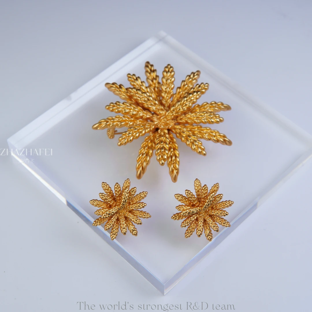 铜合金胸针 溯源好物送女友中古Vintage耳饰胸针套装~9135