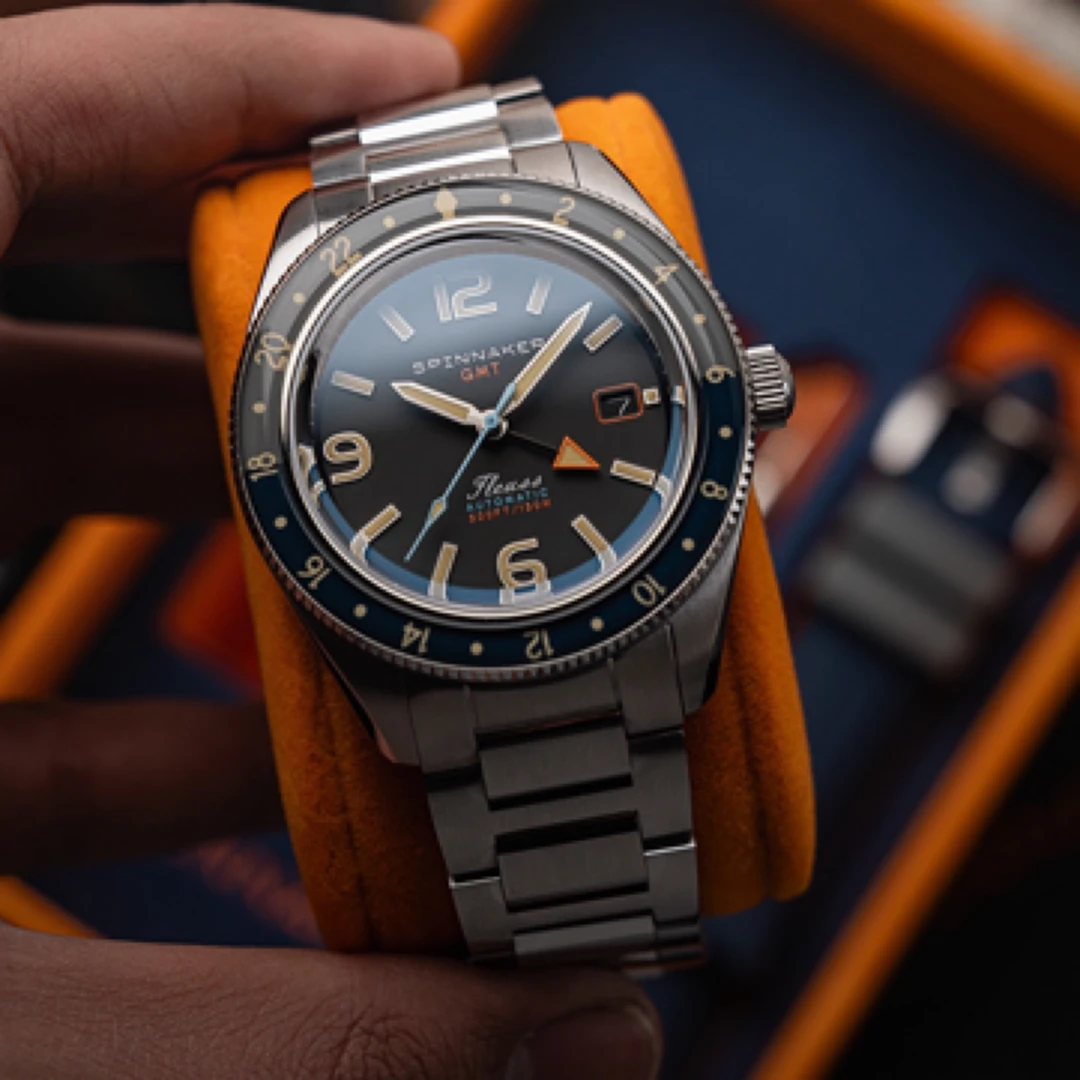 新款SPINNAKER三角帆撞色圈GMT两地时自动机械手表夜光防水5132