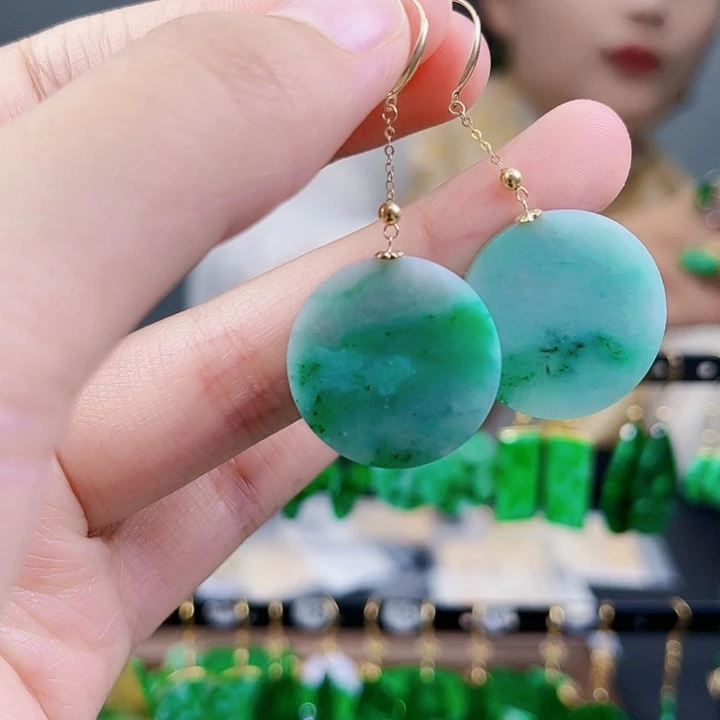 翡翠耳饰18K金镶嵌饰品